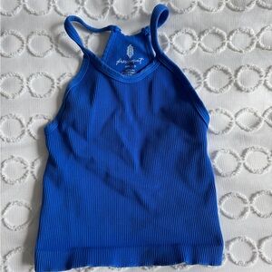 NWOT Free People Happiness Runs Long Crop Tank - Cosmic Cobalt